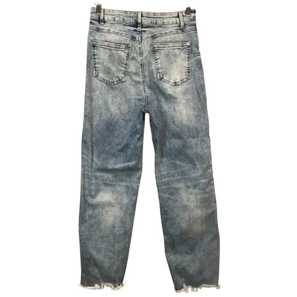 INC Denim International Blue Distressed High Rise‎ Straight Stretchy Jeans 10 - Picture 2 of 8